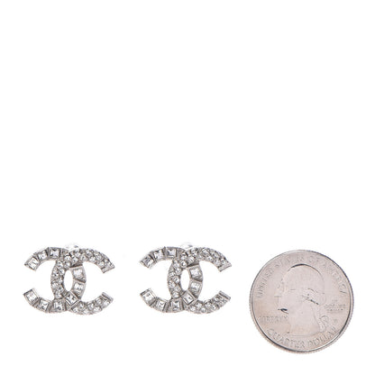 Chanel Baguette Crystal CC Earrings Silver 2 of 4