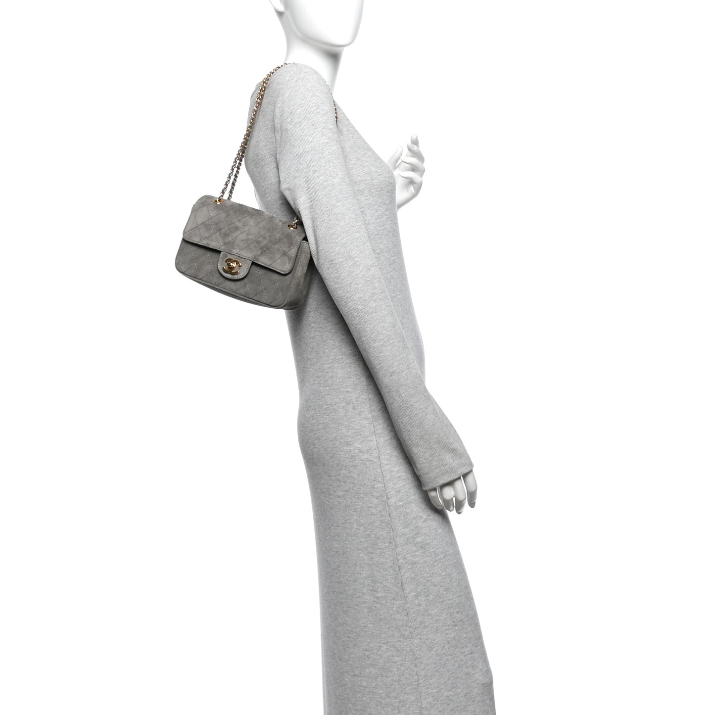 Suede Calfskin Mini Souplissimo Flap Dark Grey