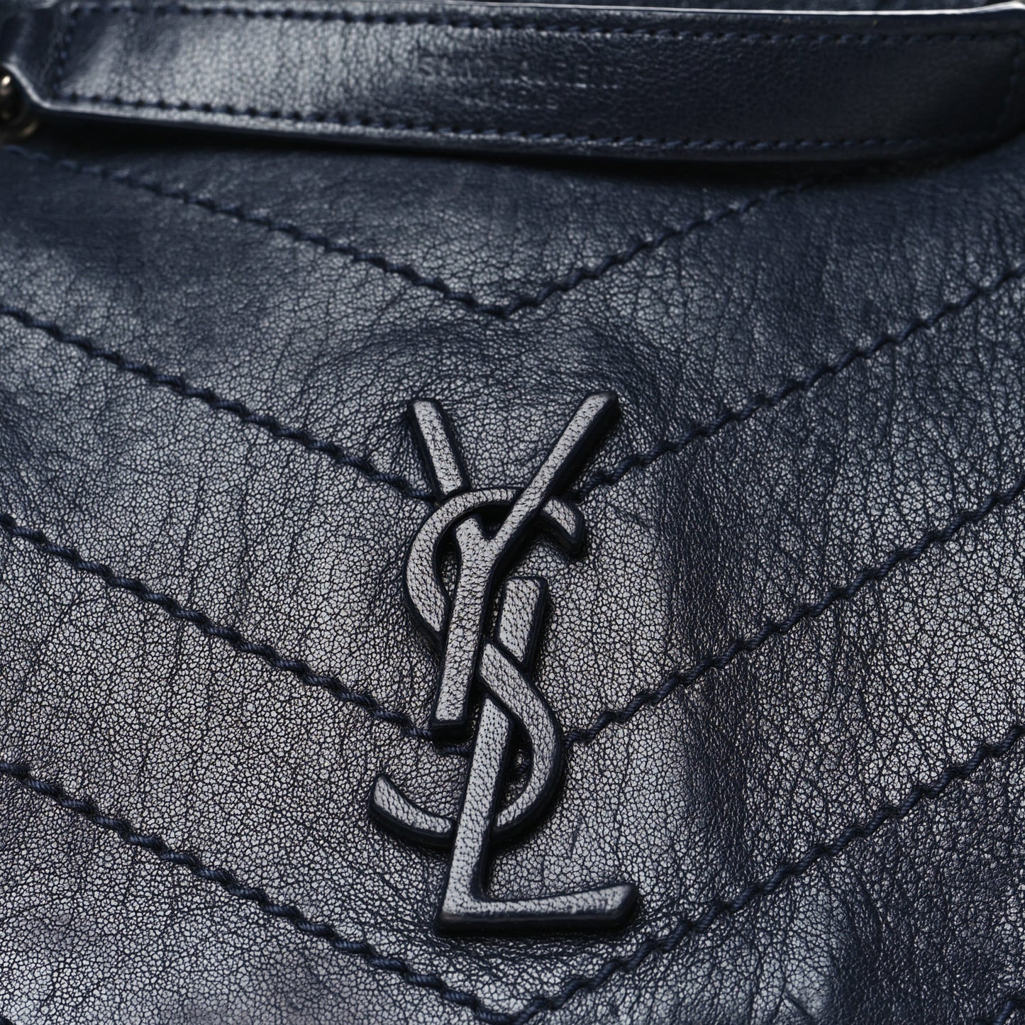 Vintage Lambskin Chevron Monogram Small Nolita Blue