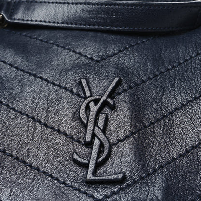 Saint Laurent Vintage Lambskin Chevron Monogram Small Nolita Blue 9 of 11