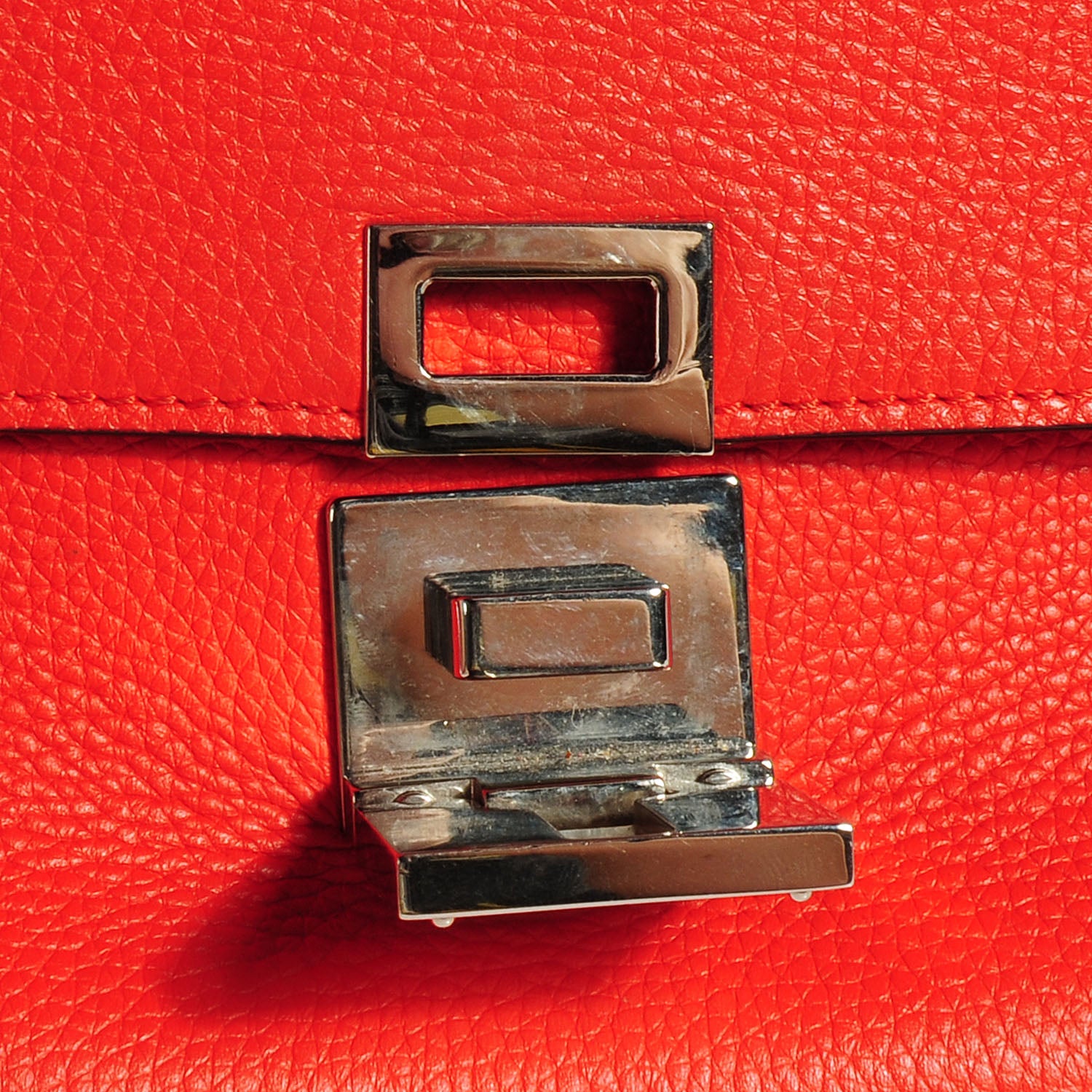 Celine Drummed Leather Suede Medium Trapeze Vermillion 8 of 10