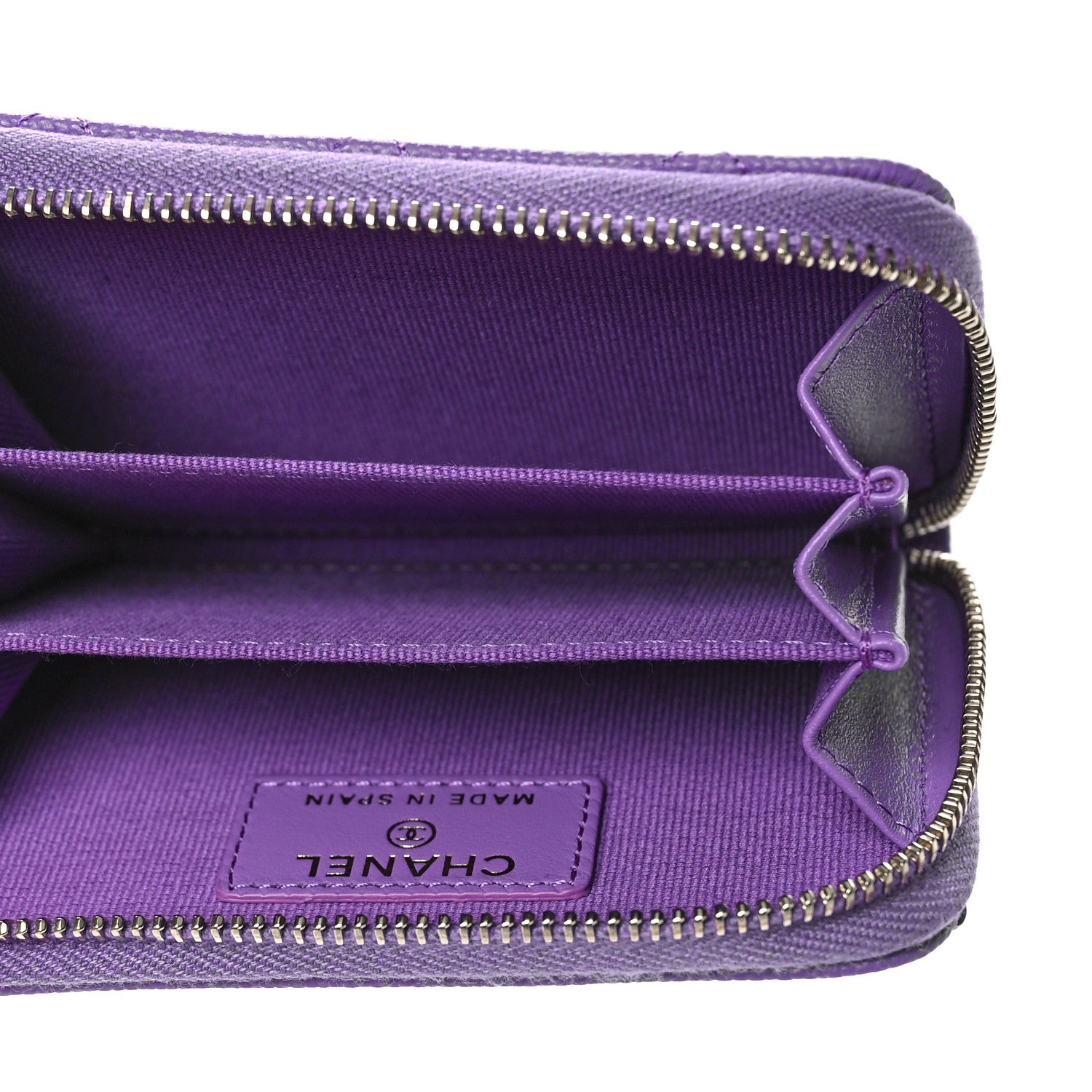 Chanel Caviar Quilted Zip Around Coin Purse Wallet Purple 5 of 11