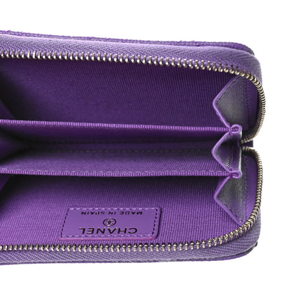Chanel Caviar Quilted Zip Around Coin Purse Wallet Purple 5 of 11