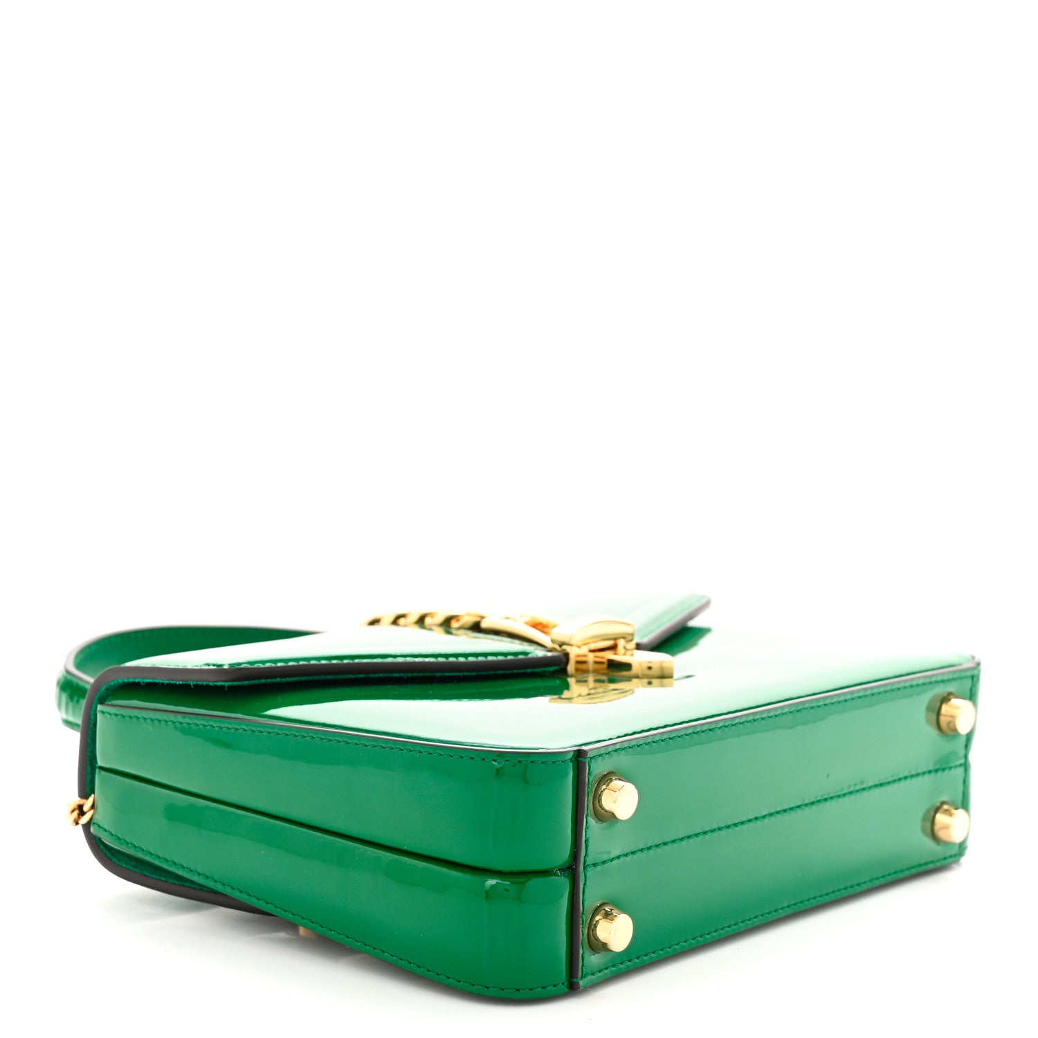 Gucci Mousse Top Patent Small Sylvie 1969 Top Handle Bag Emerald 4 of 10