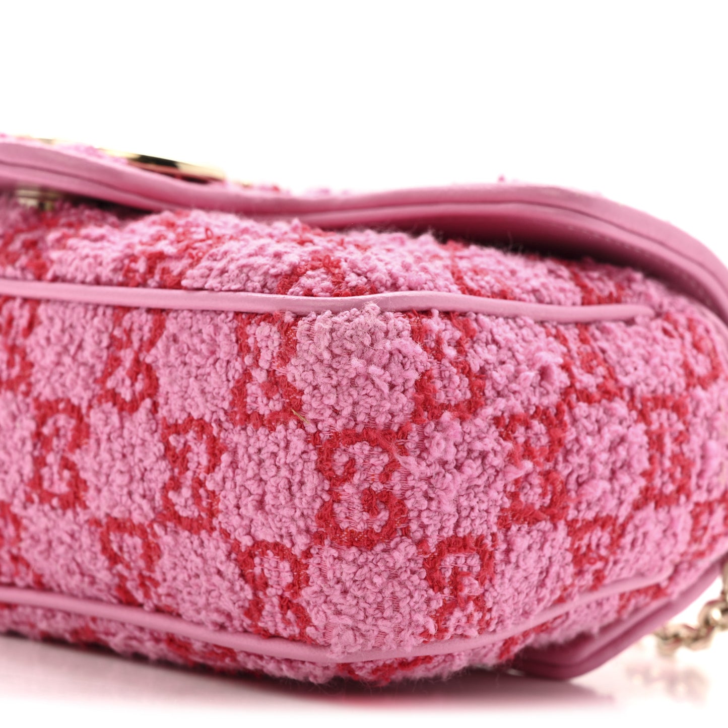 Tweed GG Monogram Mini GG Marmont Shoulder Bag Pink Red