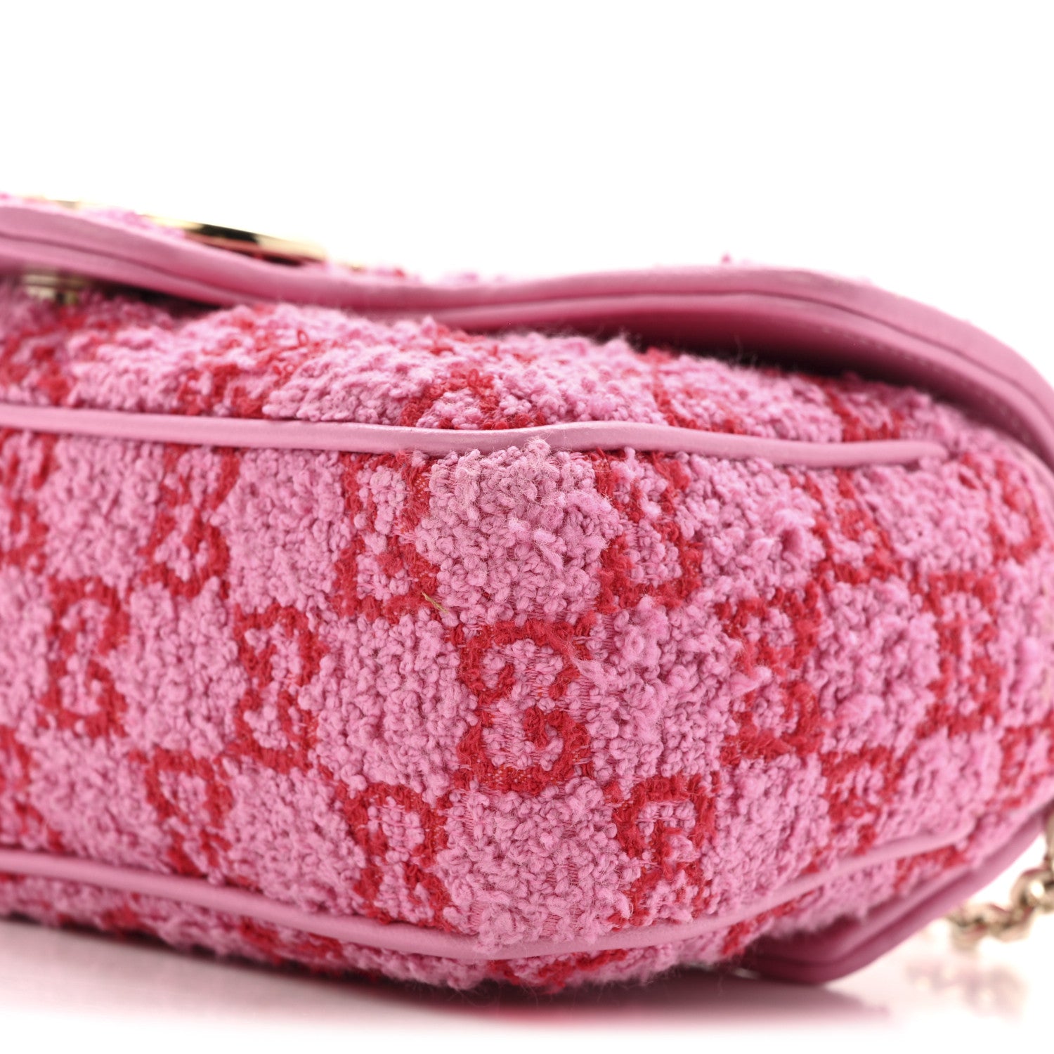Gucci Tweed GG Monogram Mini GG Marmont Shoulder Bag Pink Red 10 of 12