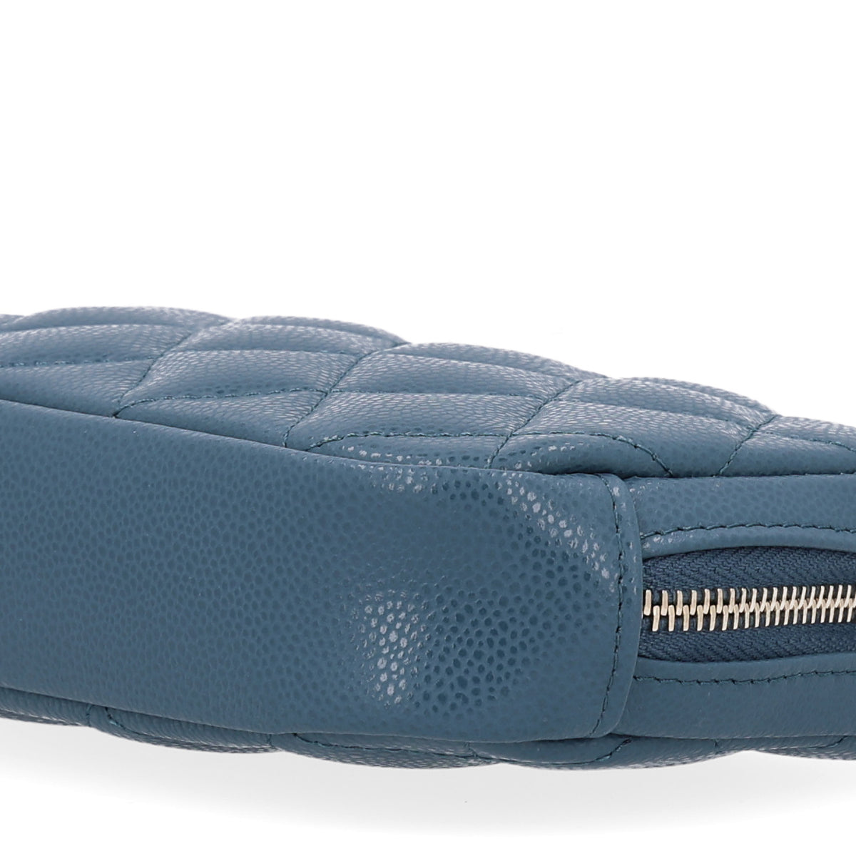 Caviar Quilted Small Curvy Pouch Cosmetic Case Blue