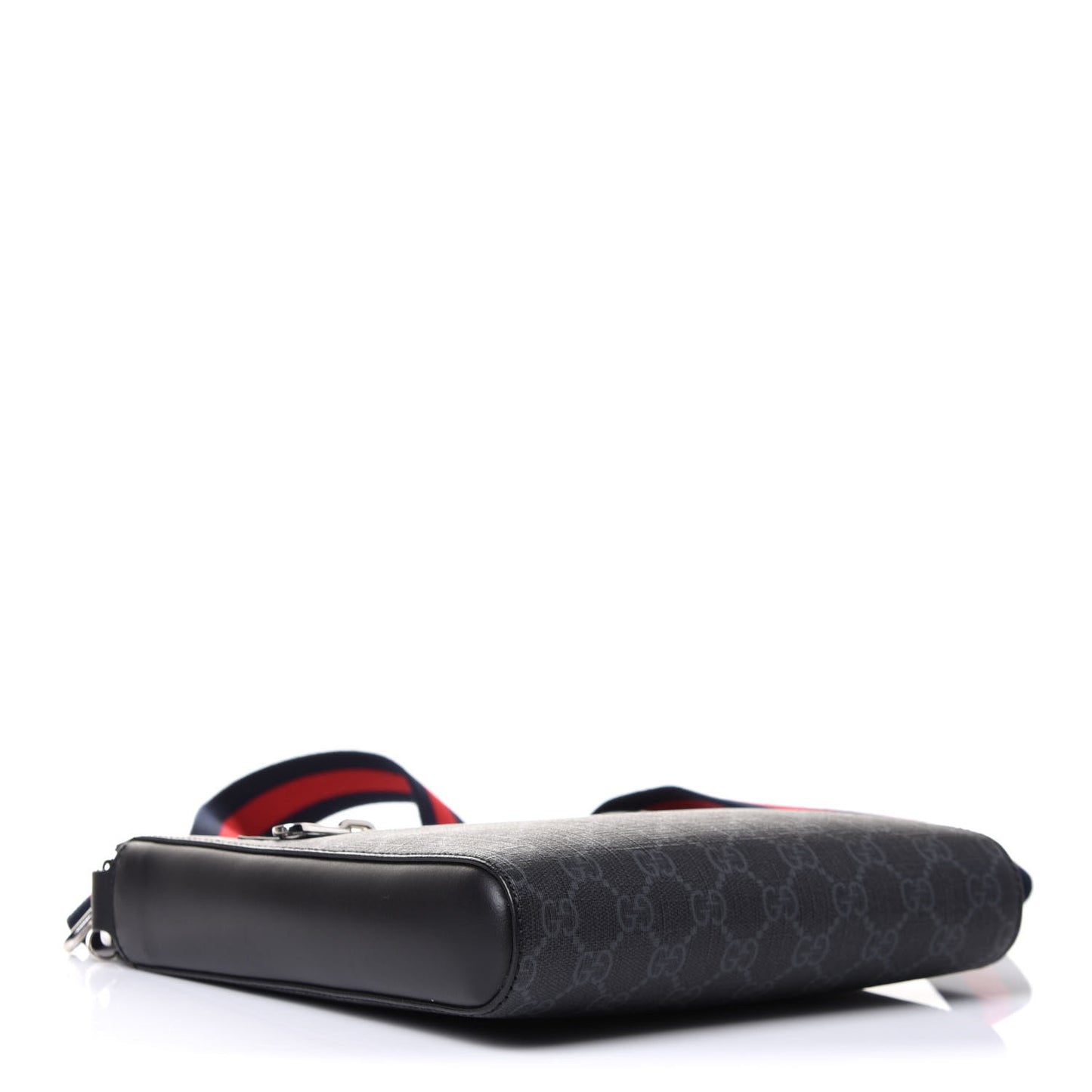 GG Supreme Monogram Web Small Flat Messenger Bag Black Grey