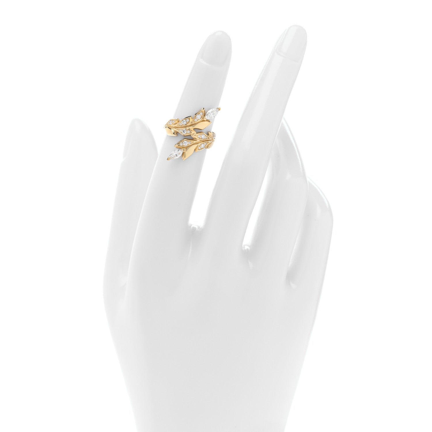 Tiffany 18K Yellow Gold Diamond Victoria Vine Bypass Ring 47 4 2 of 5