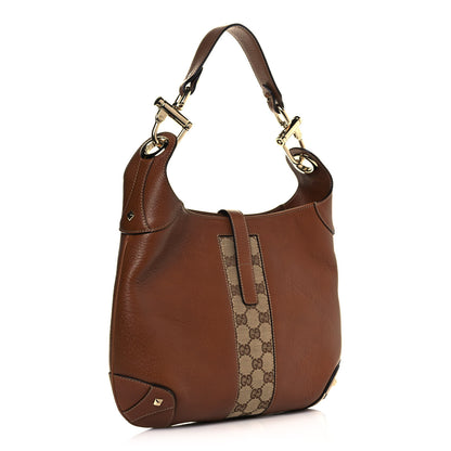 Gucci Calfskin Monogram Piston Lock Jackie O Hobo Tan 3 of 10