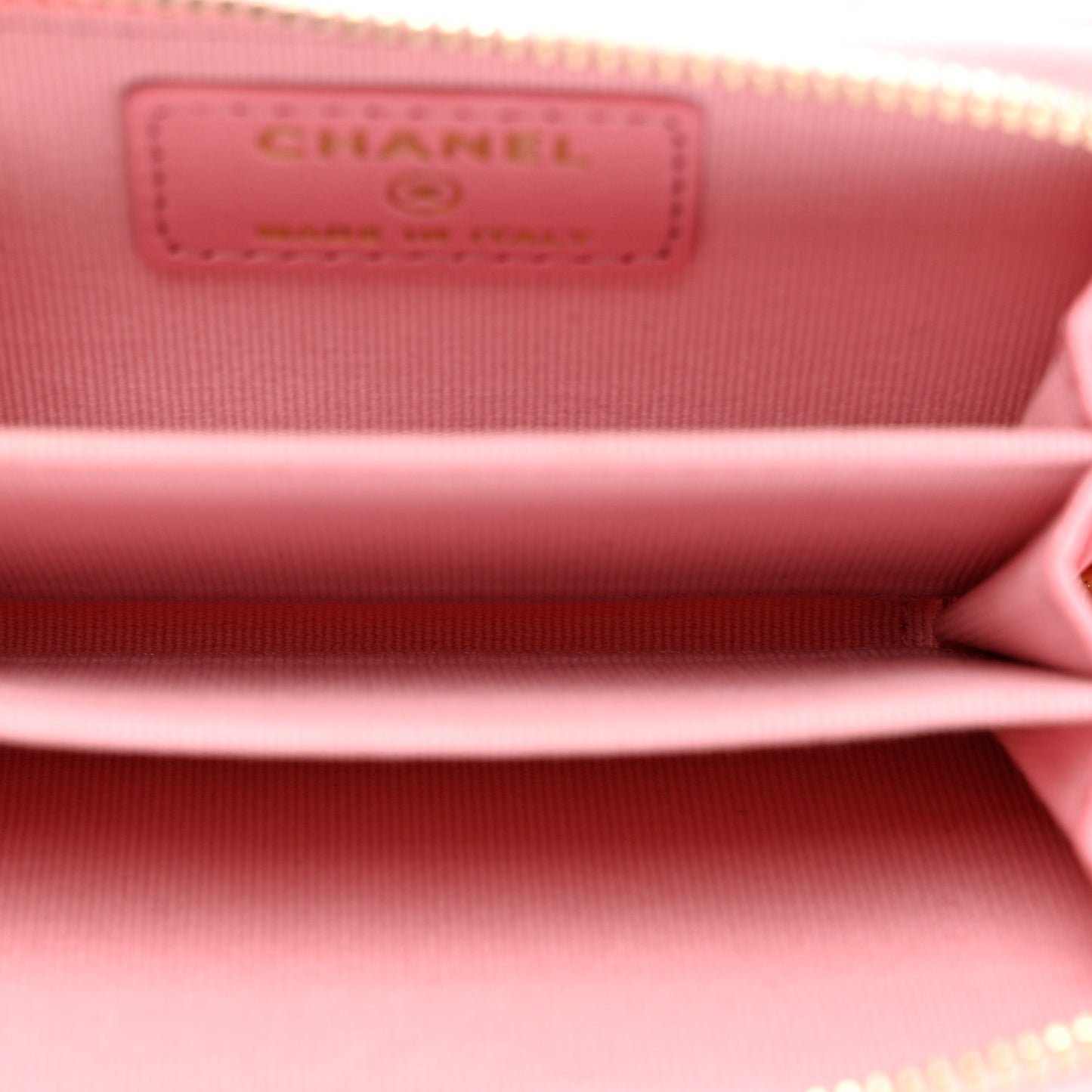 Iridescent Calfskin Quilted Zip Coin Purse Wallet Pink