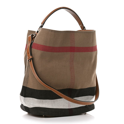 Burberry Canvas Mega Check Medium Ashby Hobo Saddle Brown 3 of 8