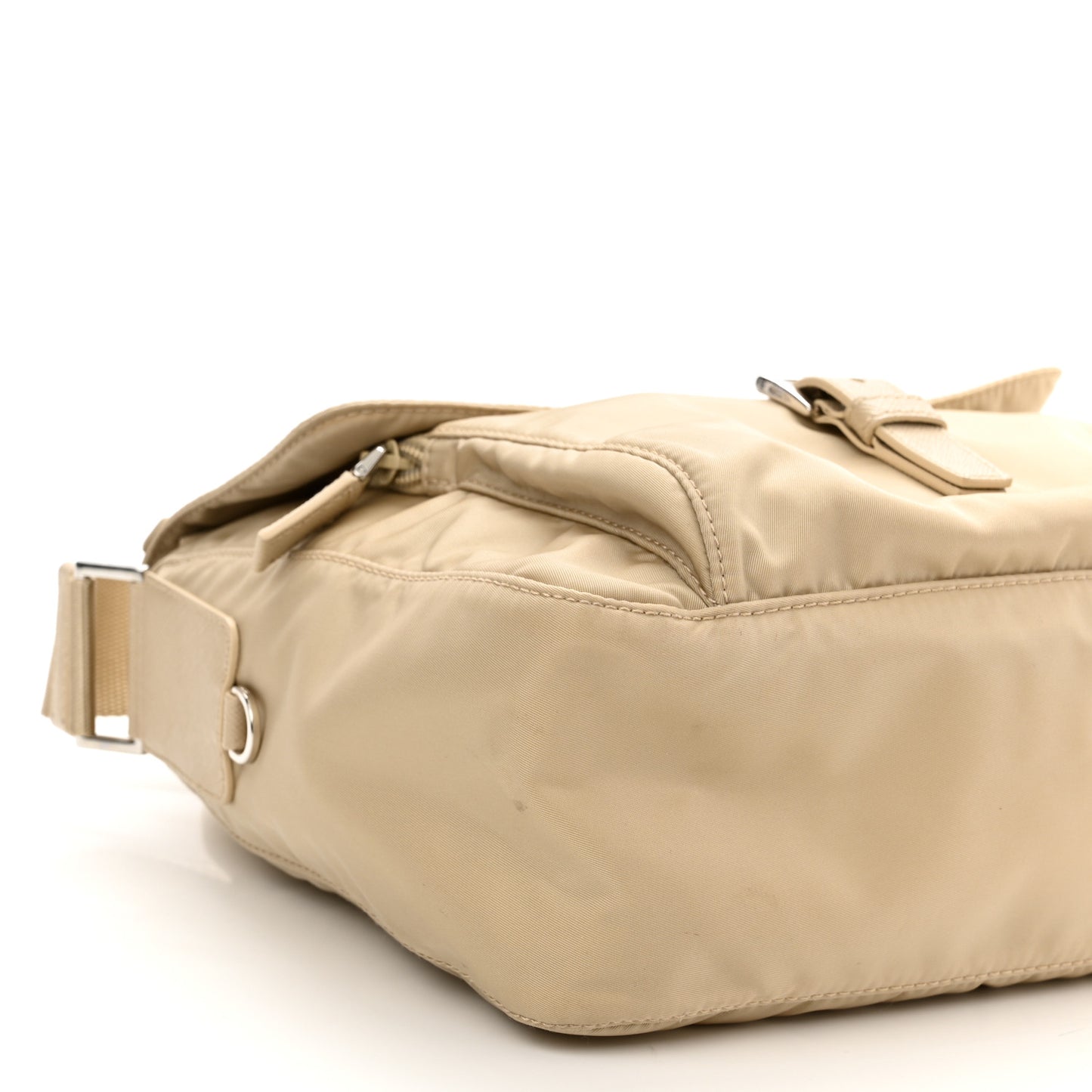 Re-Nylon Vela Saffiano Pocket Single Buckle Messenger Shoulder Bag Deserto