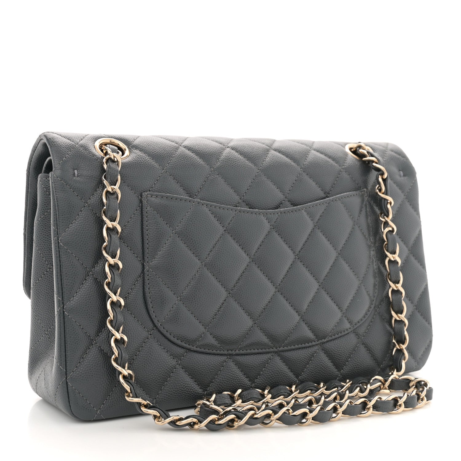 Chanel Caviar Quilted Medium Double Flap Dark Grey 3 of 11