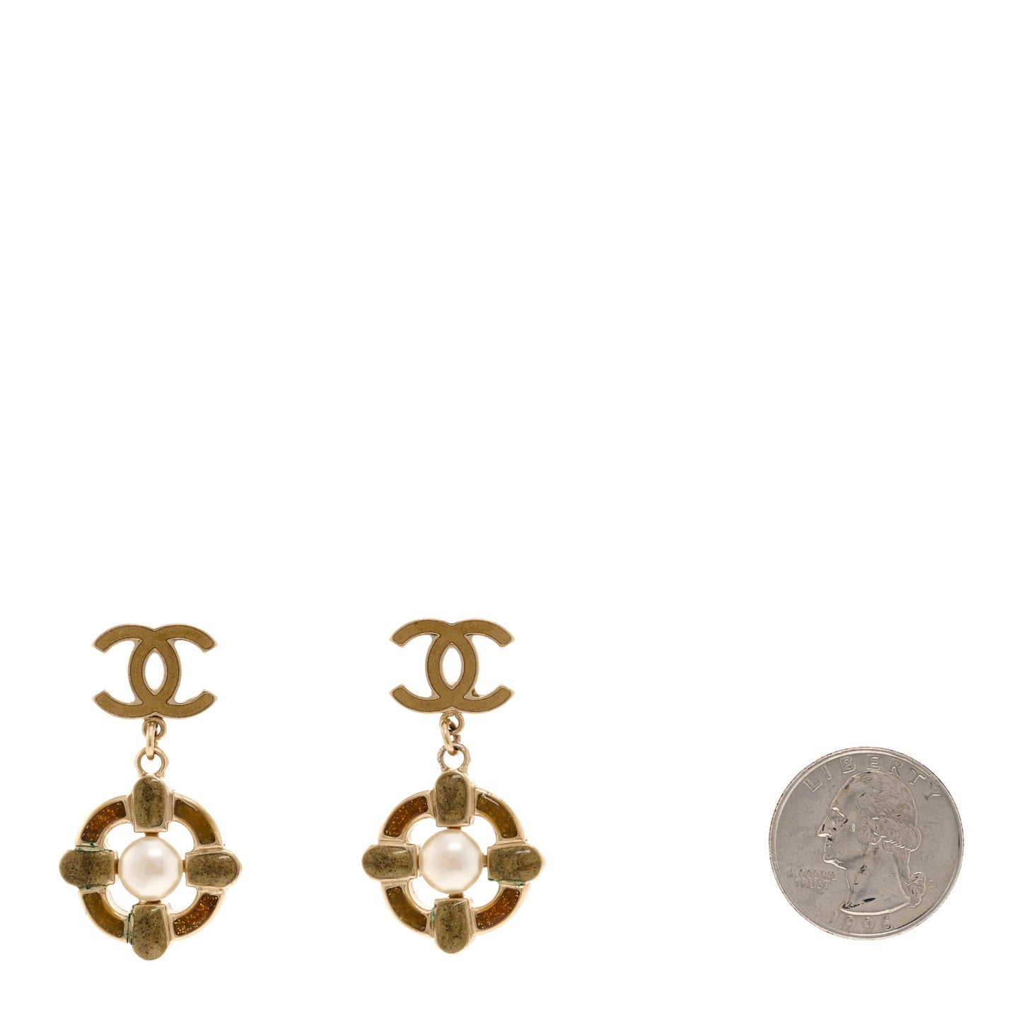 Pearl Gripoix Drop Earrings Gold