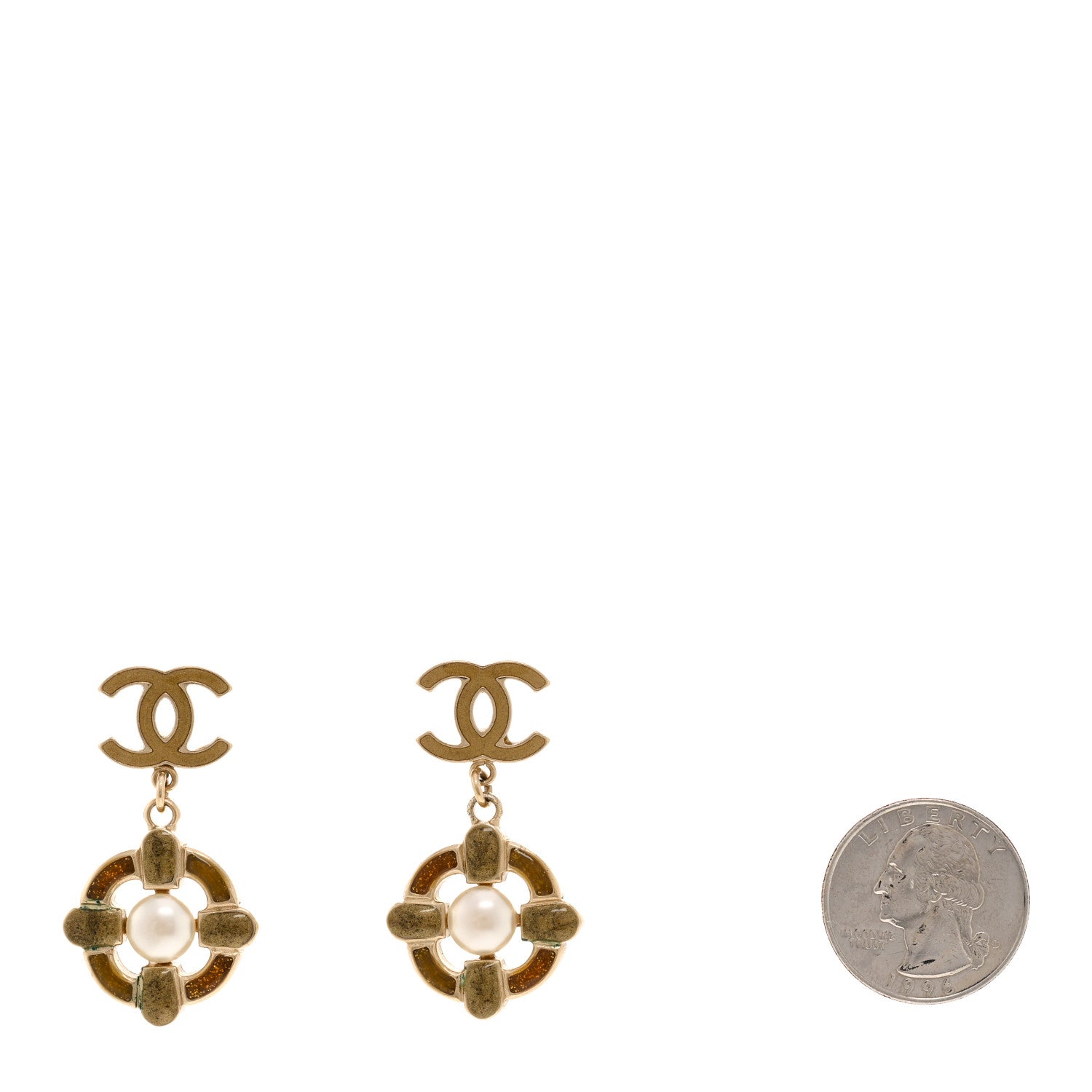 Chanel Pearl Gripoix Drop Earrings Gold 2 of 5
