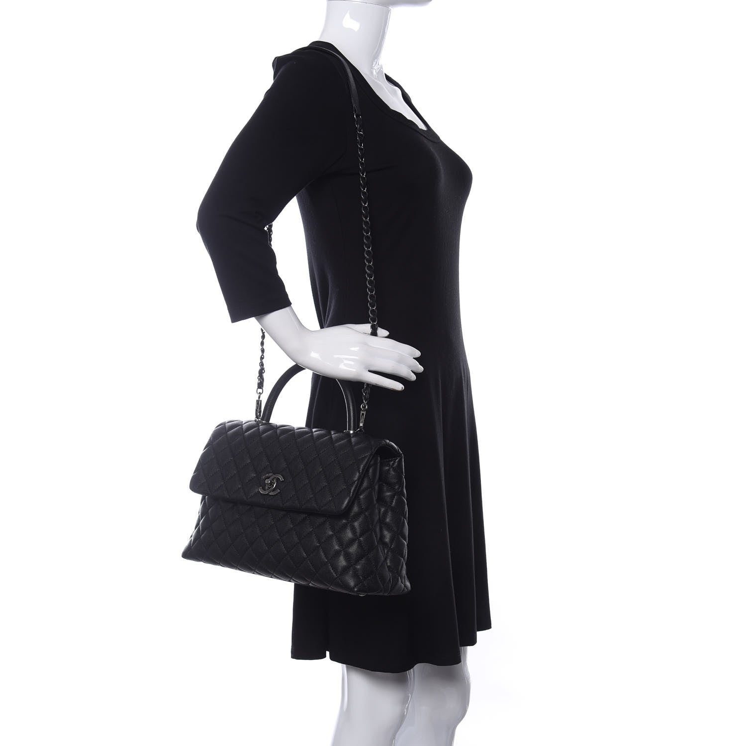 Chanel Caviar Quilted Medium Coco Handle Flap Black 2 of 11