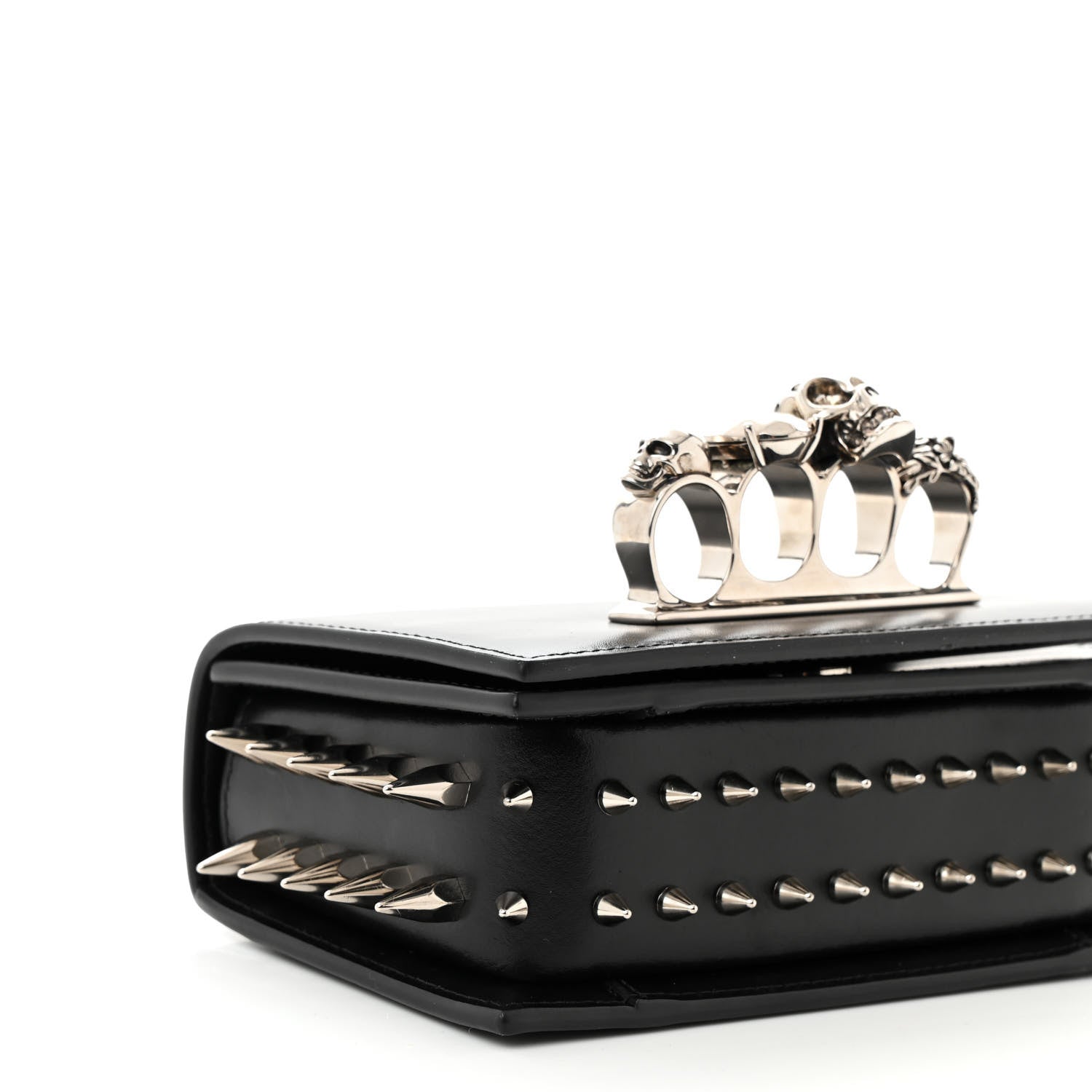 Alexander McQueen Calfskin Studded Jeweled Mini The Biker Knuckle Satchel Black 8 of 9