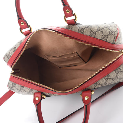 Gucci GG Supreme Monogram Kingsnake Heart Embroidered Medium Boston Hibiscus Red 5 of 17