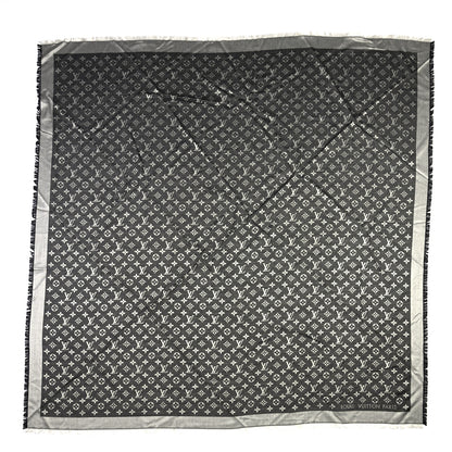 Louis Vuitton Silk Wool Monogram Denim Shawl Black 1 of 4