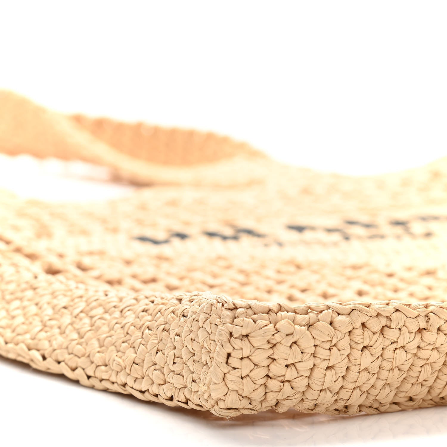 Prada Yarn Raffia Effect Crochet Logo Embroidered Tote Bag Naturale 7 of 8