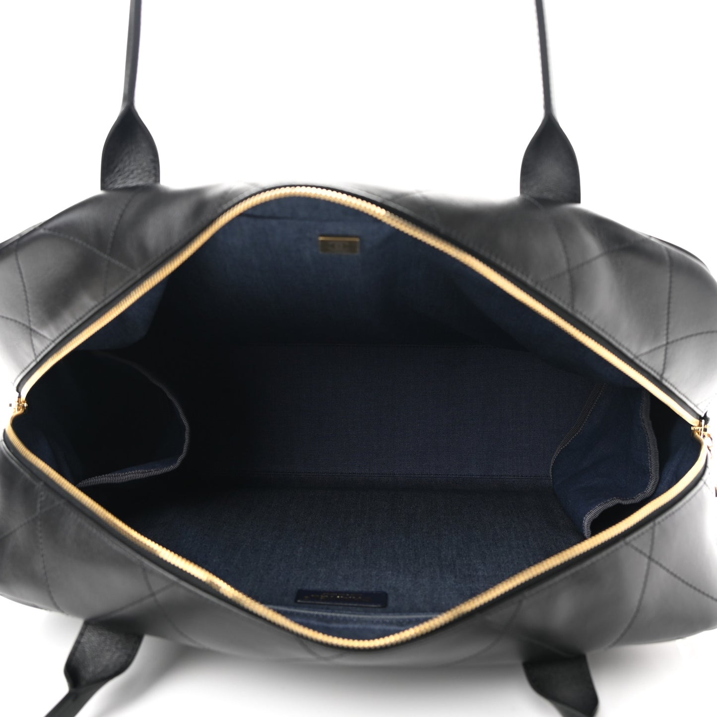 Calfskin Stitched Maxi Logo Bowling Bag Black