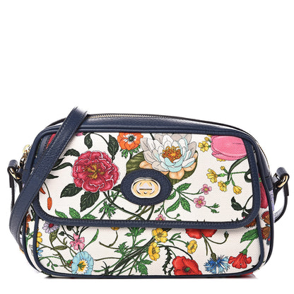 Gucci Canvas Flora Floral Shoulder Bag White Blue Agata Mulitcolor 1 of 10