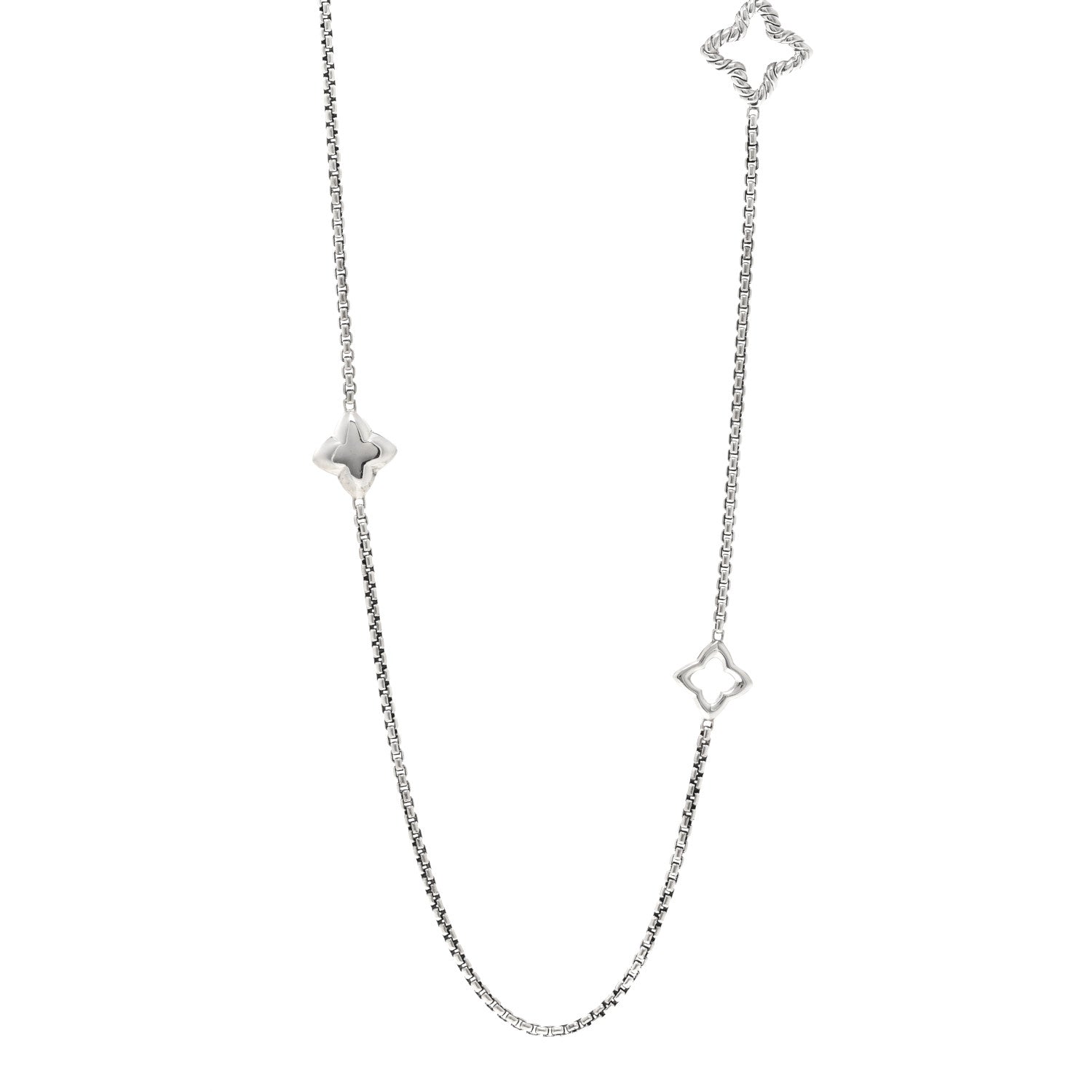 David Yurman Sterling Silver 25mm Quatrefoil Chain Necklace 1 of 4