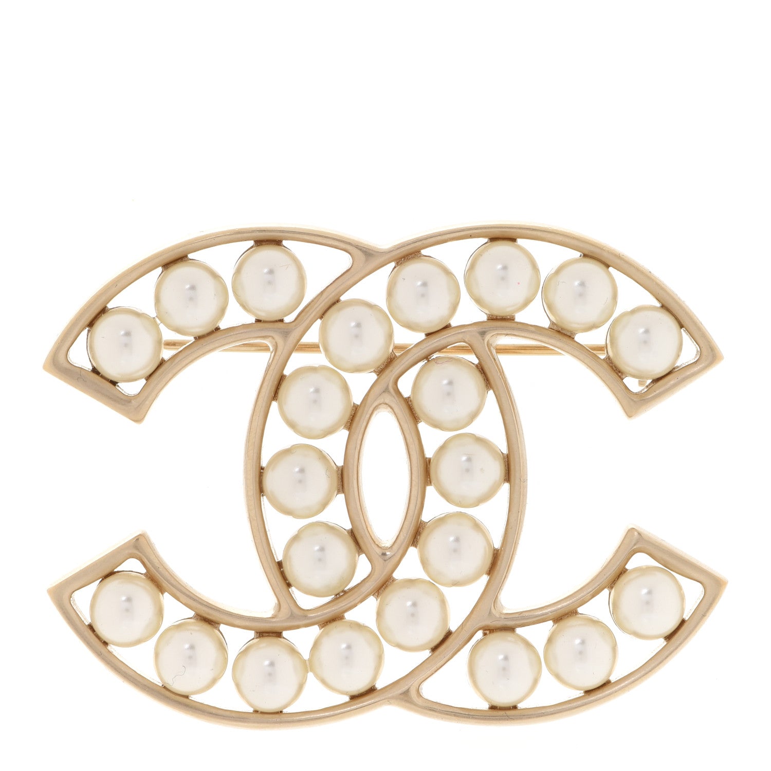 Chanel Pearl CC Brooch Light Gold 1 of 5