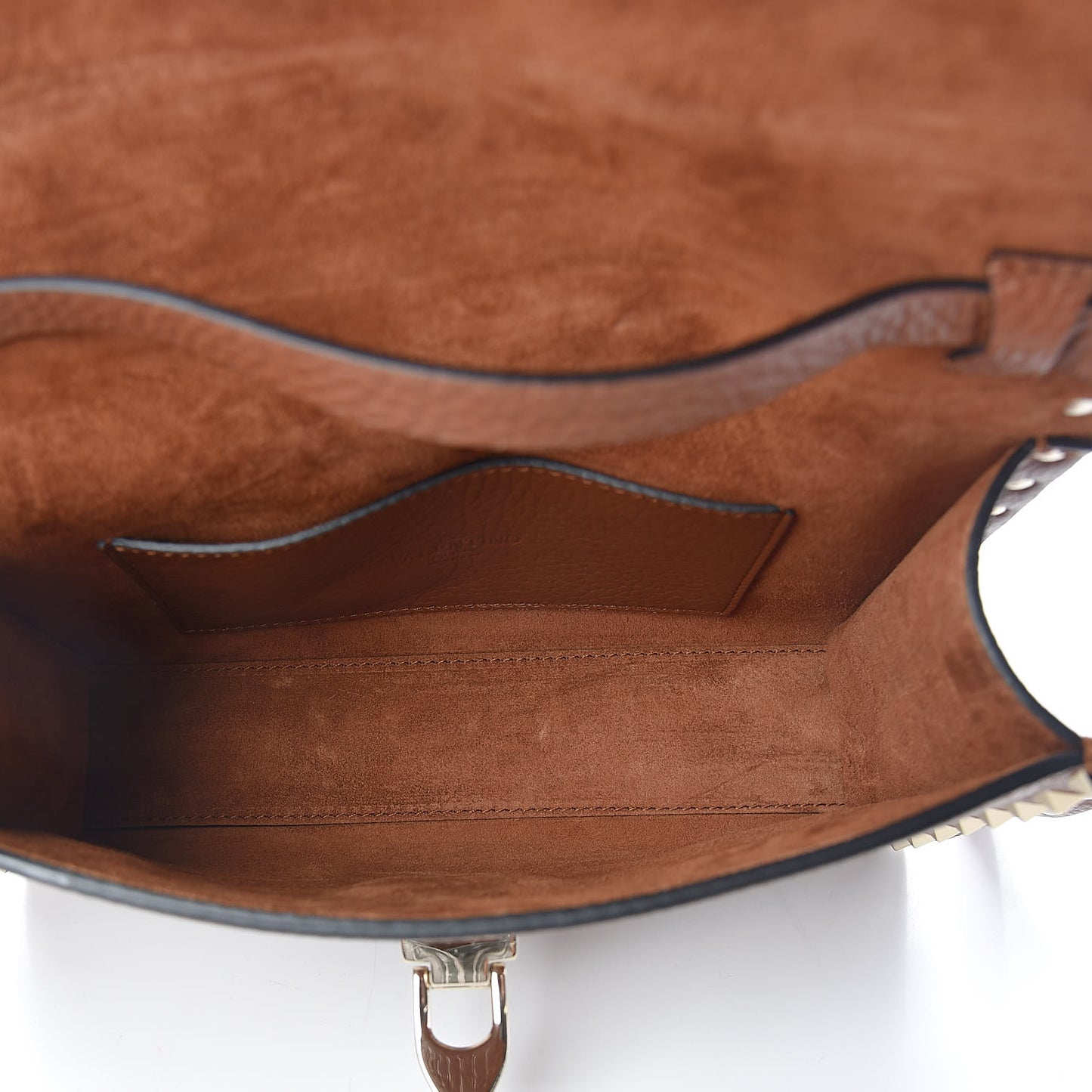 Pebbled Calfskin Medium Rockstud Flip Lock Crossbody Bag Bright Cognac