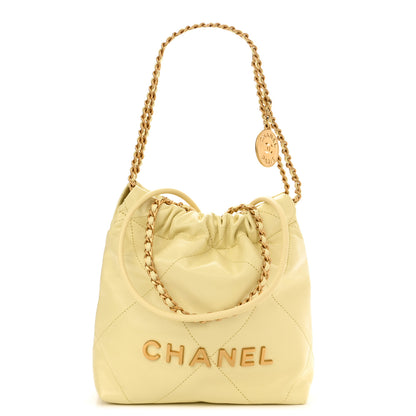 Chanel Shiny Calfskin Quilted Mini Chanel 22 Light Yellow 1 of 11