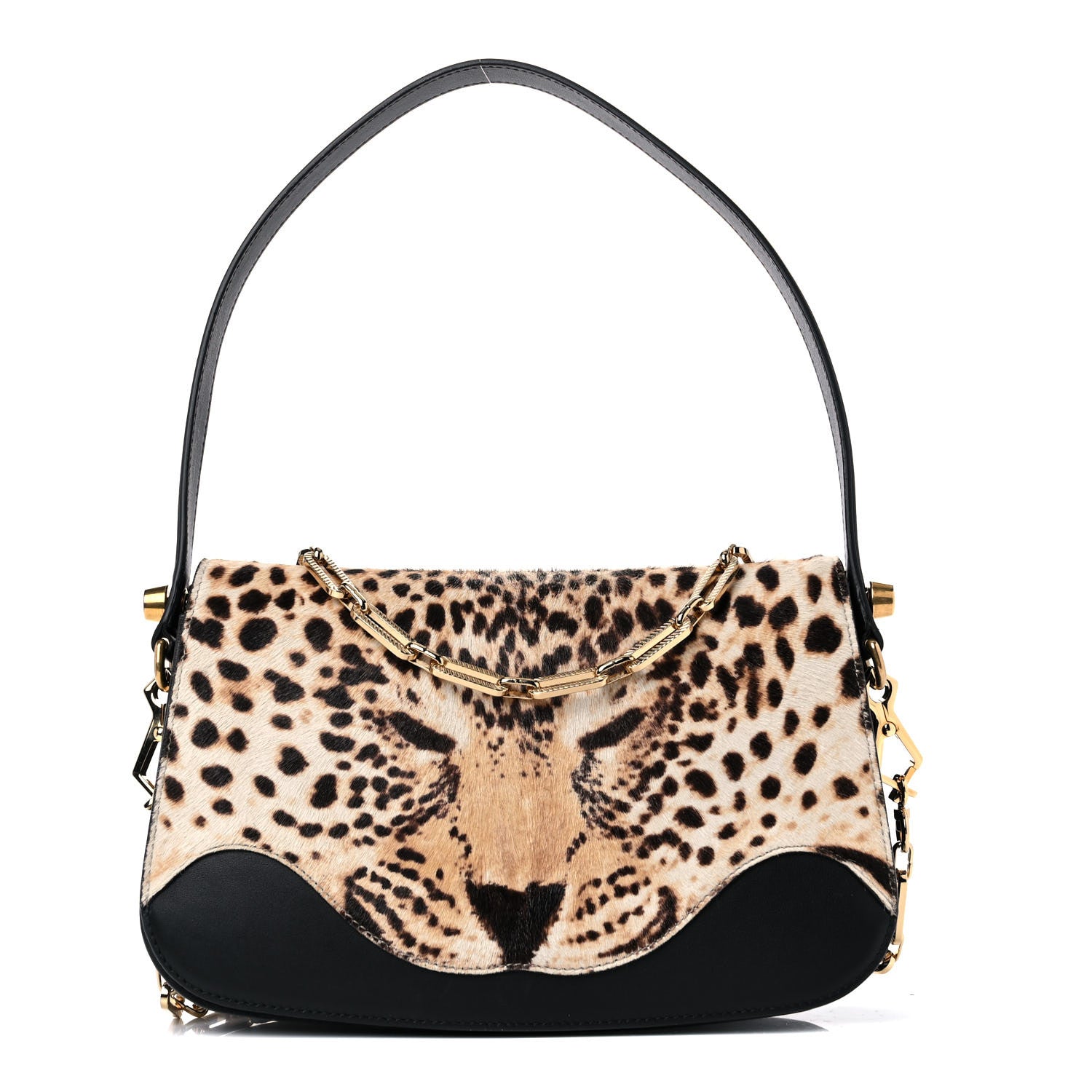 Gucci Calf Hair Leopard Print Shoulder Bag Black 1 of 20