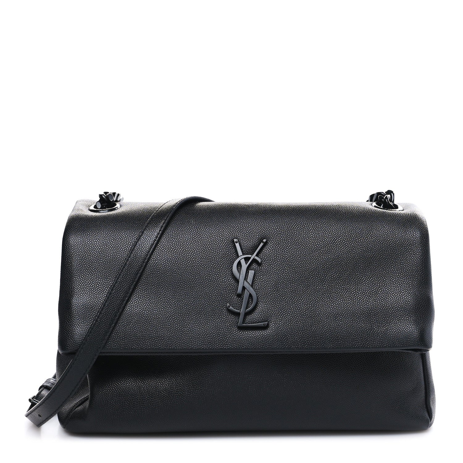 Saint Laurent Grain De Poudre Medium West Hollywood Monogram Fold-Over Black 1 of 8
