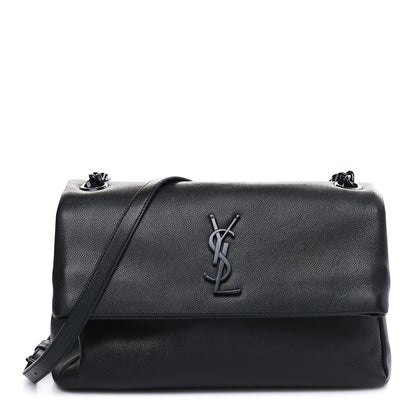 Saint Laurent Grain De Poudre Medium West Hollywood Monogram Fold-Over Black 1 of 8