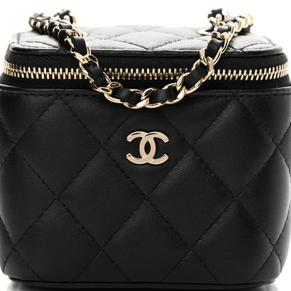 Chanel Lambskin Quilted Mini Vanity Case With Chain Black 8 of 12