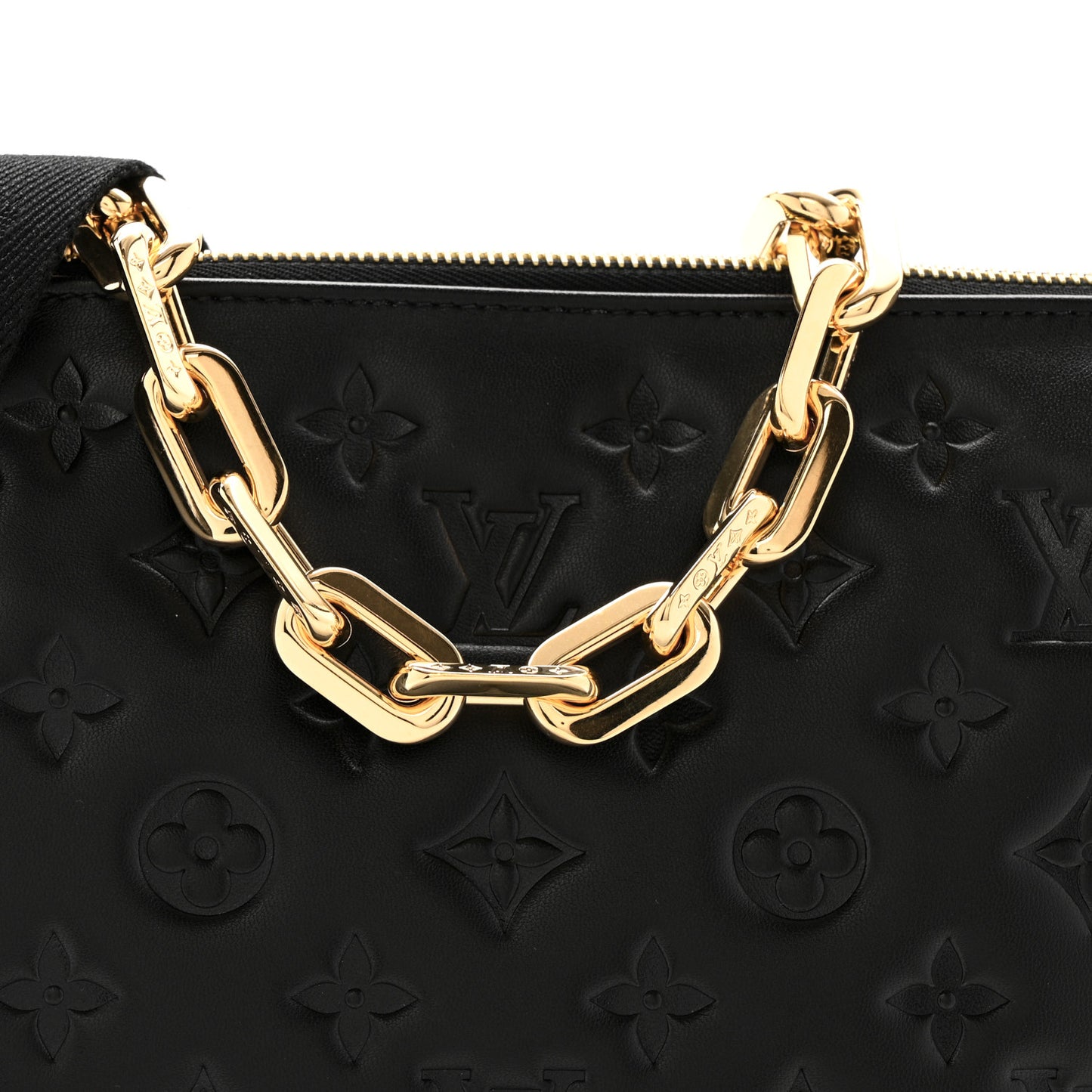 Lambskin Embossed Monogram Coussin PM Black