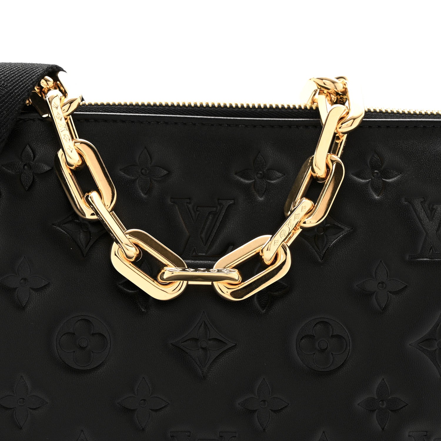 Louis Vuitton Lambskin Embossed Monogram Coussin PM Black 9 of 13