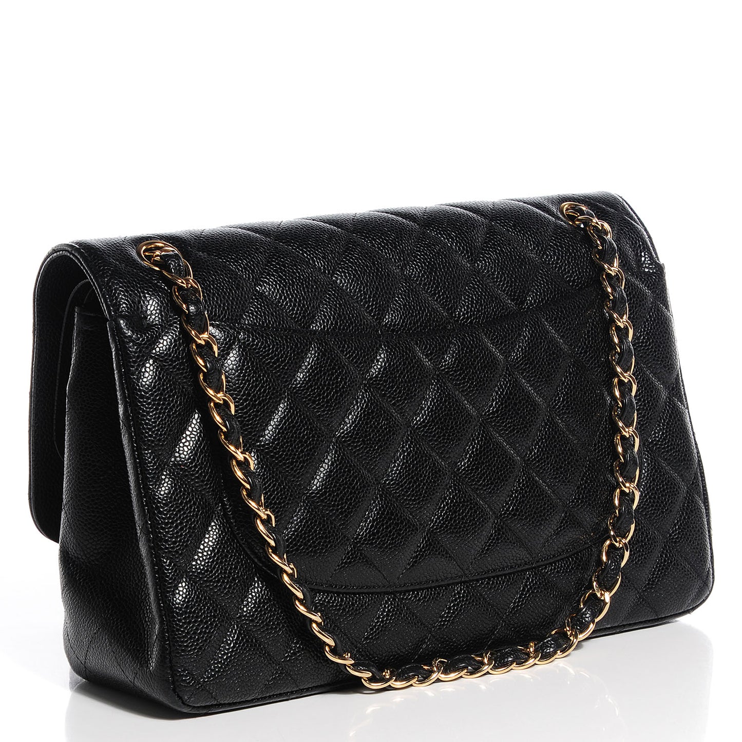 Caviar Quilted Jumbo Double Flap Black