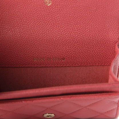Chanel Caviar Quilted Flap Card Holder Wallet Dark Pink 7 of 9