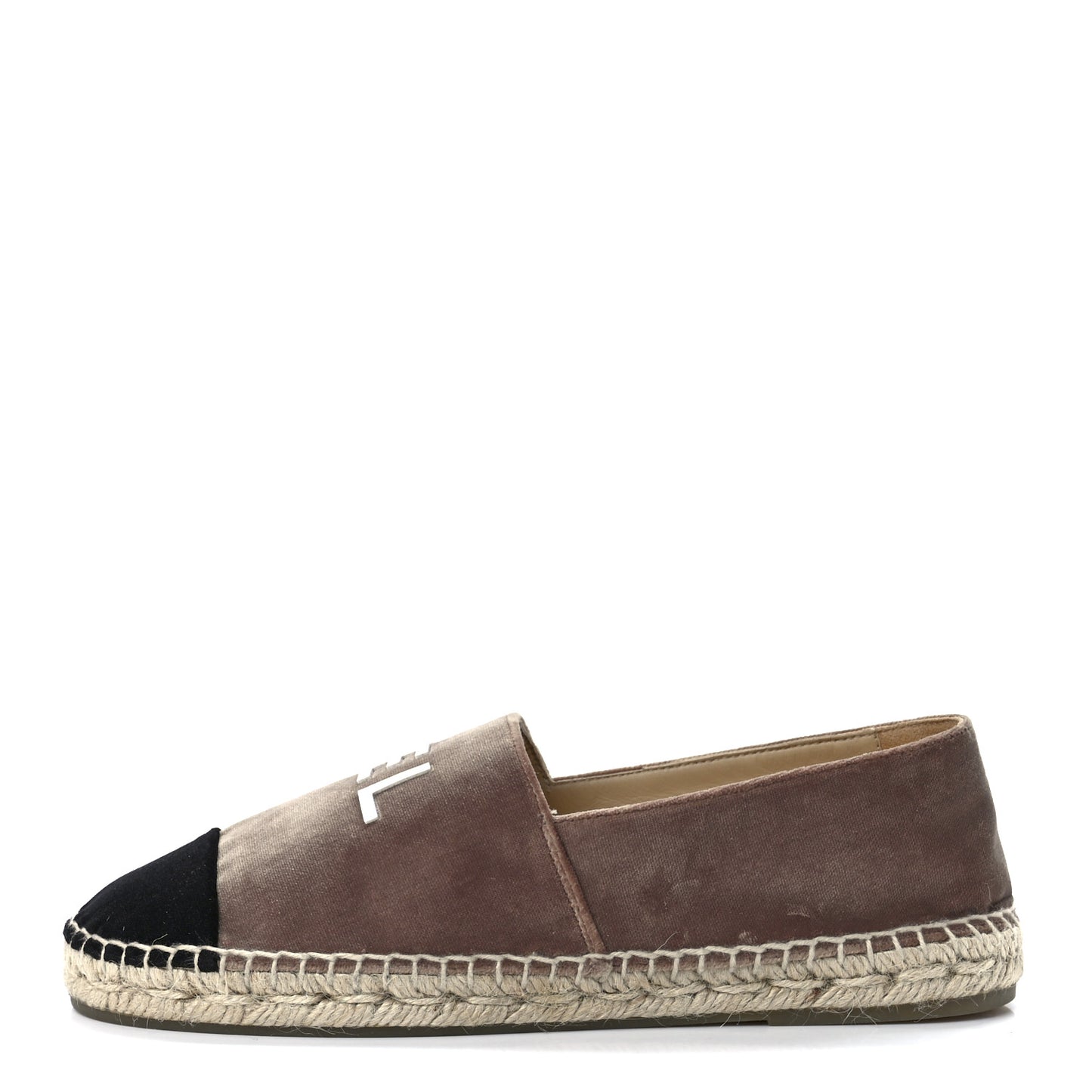 Velvet Logo Espadrilles 38 Beige Black