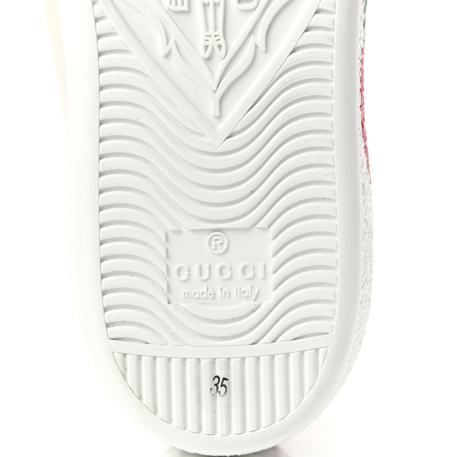 Gucci Calfskin Interlocking G Womens New Ace Sneakers 35 White Red Flame Green 7 of 9