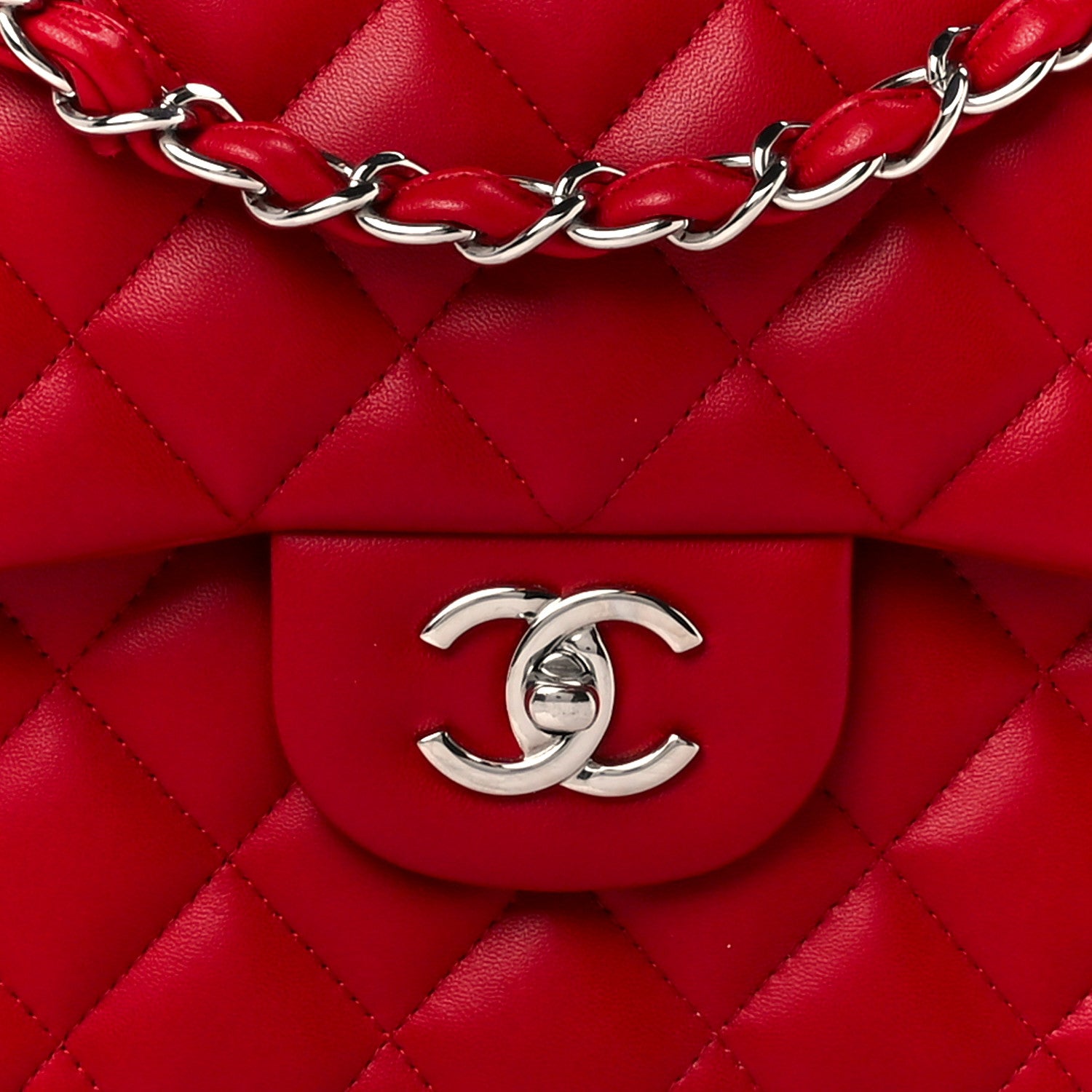 Chanel Lambskin Quilted Jumbo Double Flap Red 9 of 11