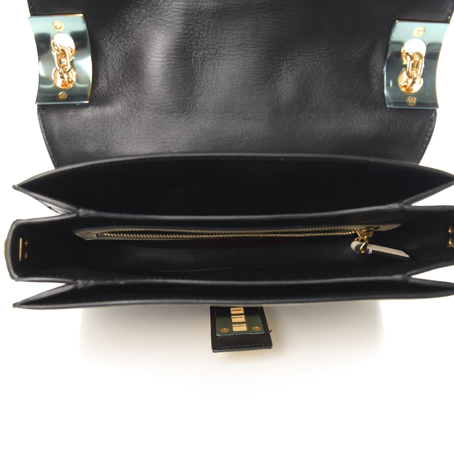 Nappa Striped B-Rockstud Flap Black Light Ivory