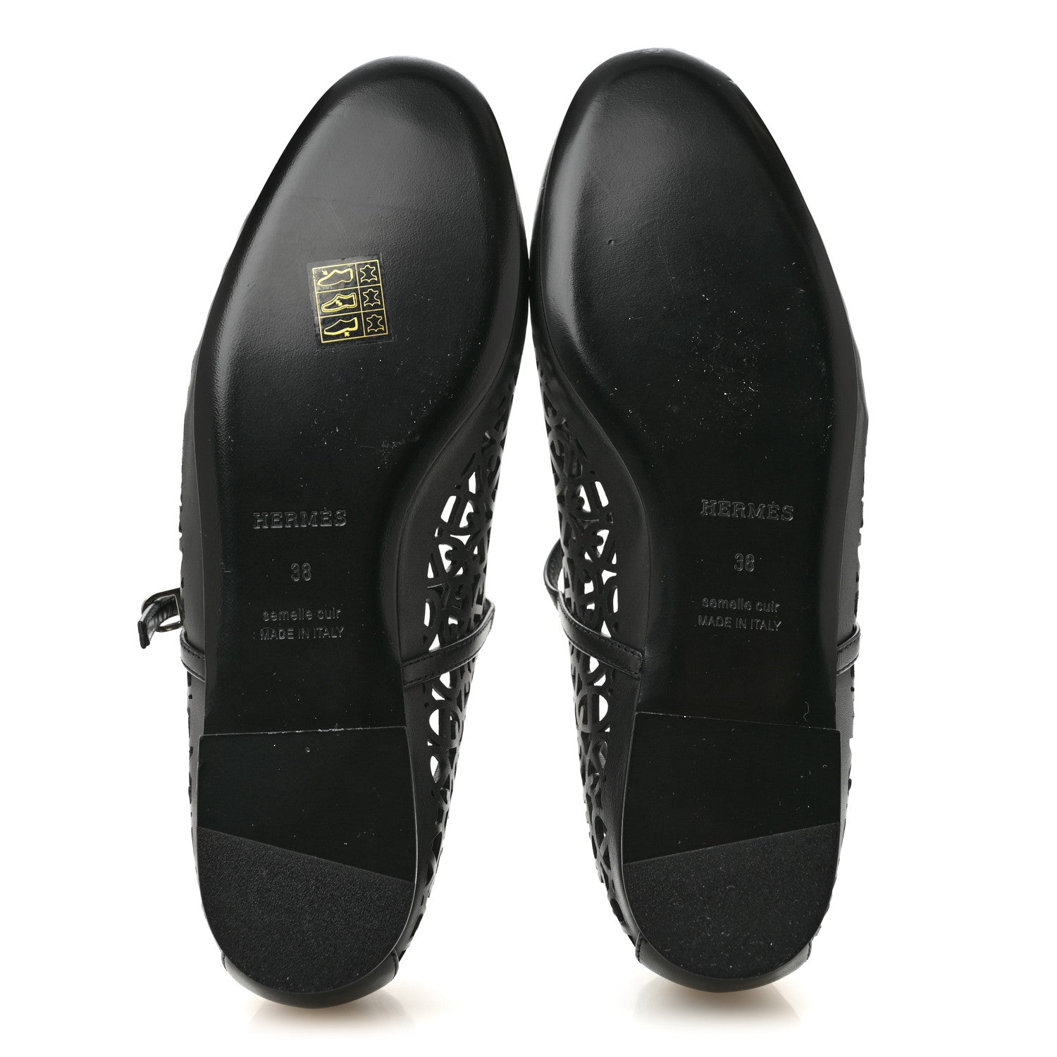 Hermes Calfskin Chaine d'Ancre Meli Ballet Flats 38 Black 6 of 9