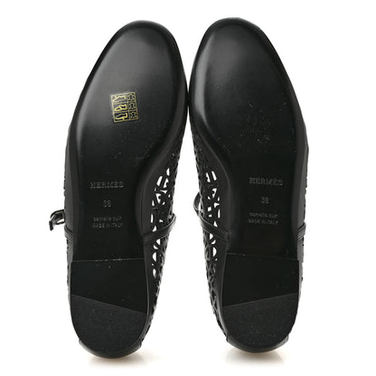 Hermes Calfskin Chaine d'Ancre Meli Ballet Flats 38 Black 6 of 9