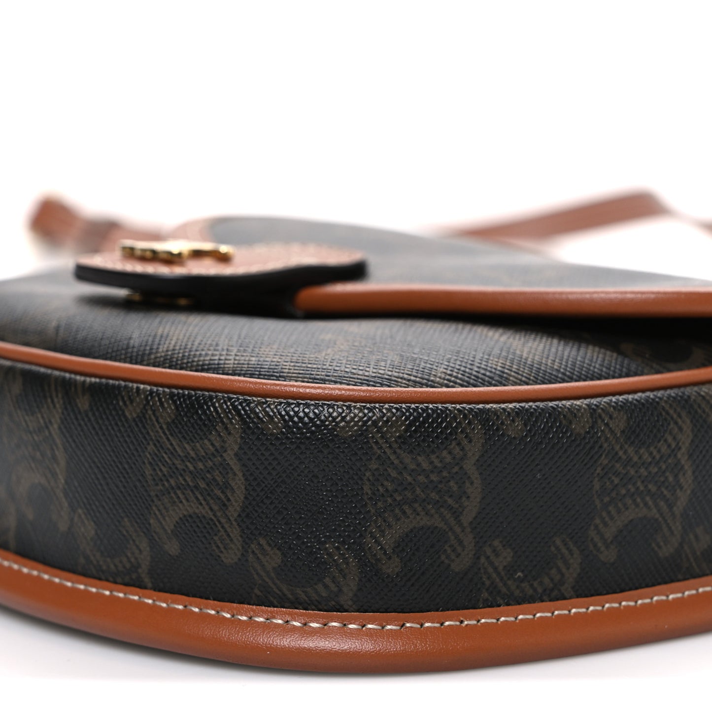 Canvas Calfskin Triomphe Mini Besace Tan