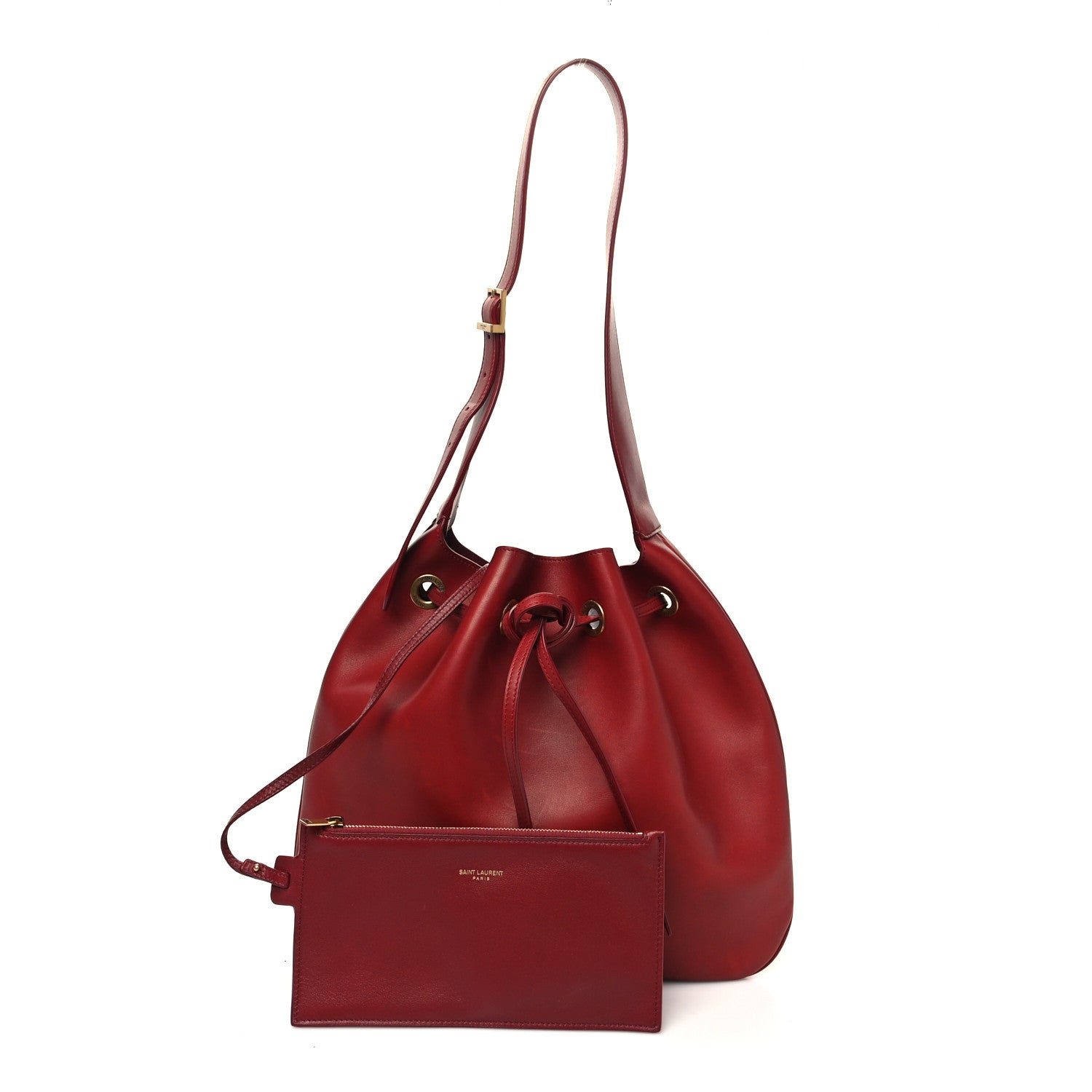 Saint Laurent Calfskin Paris VII Medium Flat Hobo Red 1 of 13