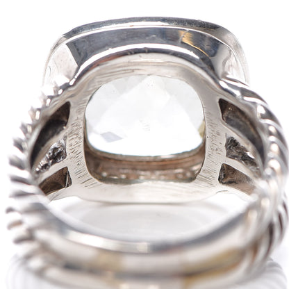 David Yurman Sterling Silver Diamond Prasiolite 11mm Albion Ring 54 7 5 of 6