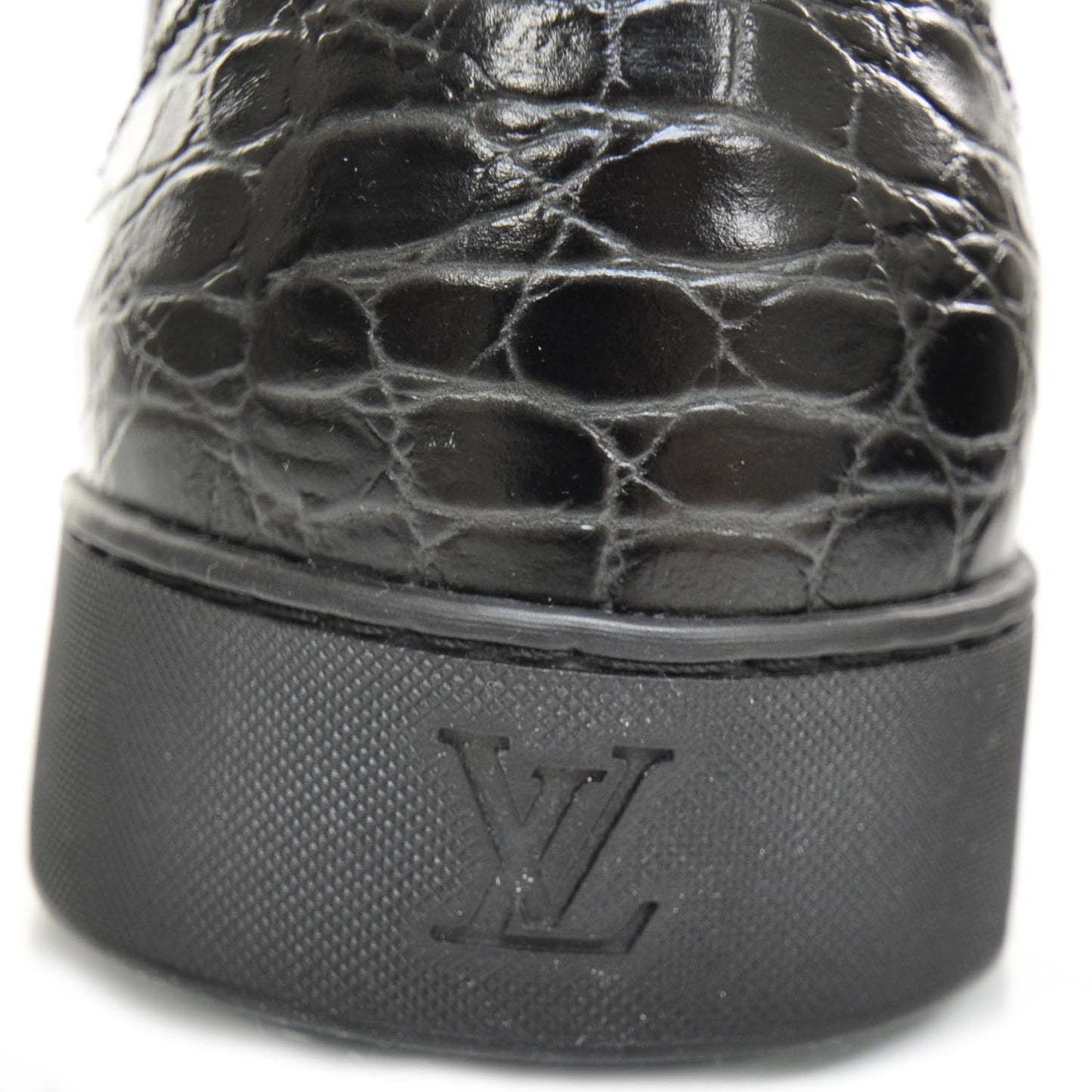 Crocodile Satin Monogram Sneakers 11.5 Black