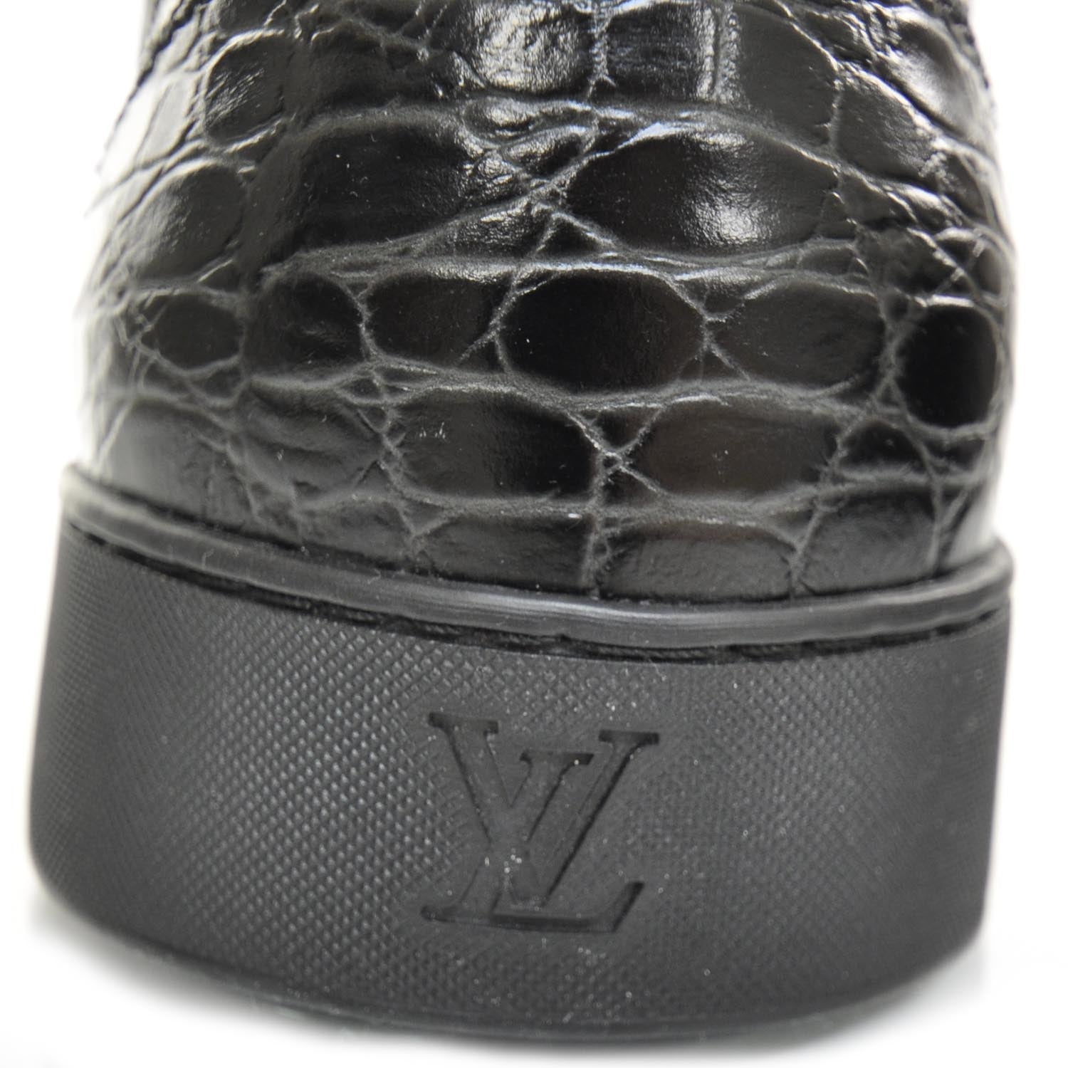 Louis Vuitton Crocodile Satin Monogram Sneakers 11.5 Black 9 of 12